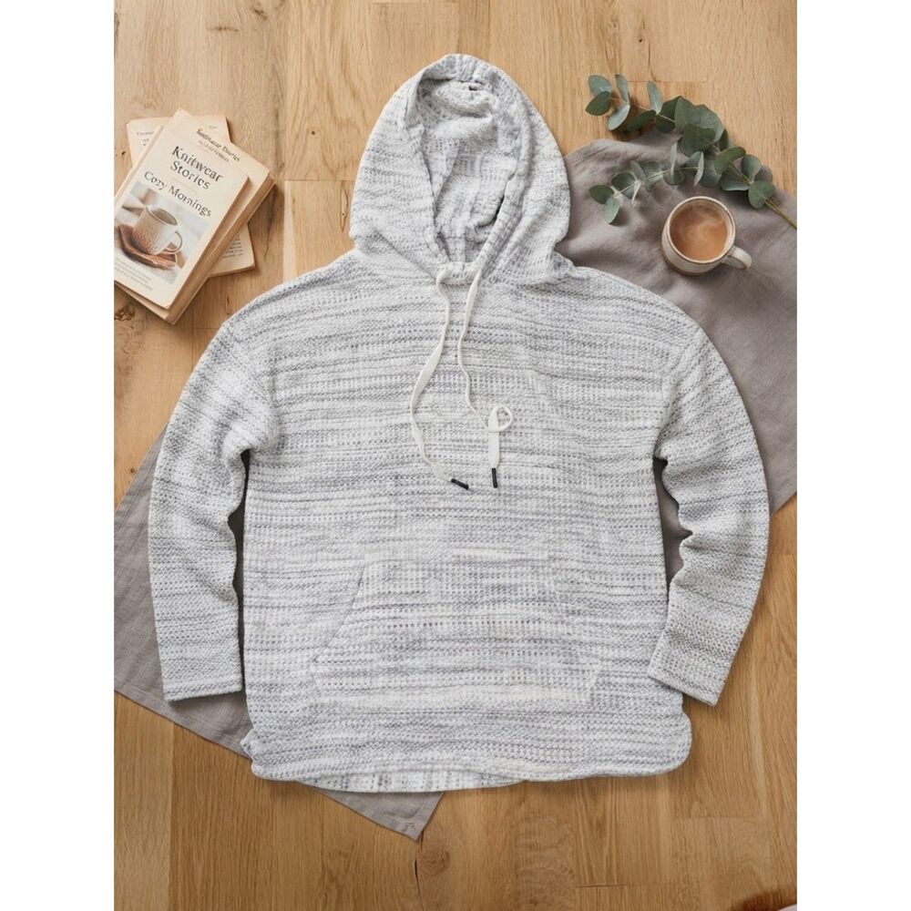 Cyrus Knit Pullover Hoodie Sweater Size Small Grey White Space Dye NWOT